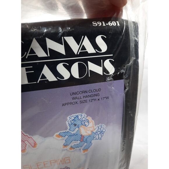 1990 Needlecraft ALA Mode Plastic Canvas Kit Unicorn Cloud Wall Hanging NEW - Picture 3 of 5